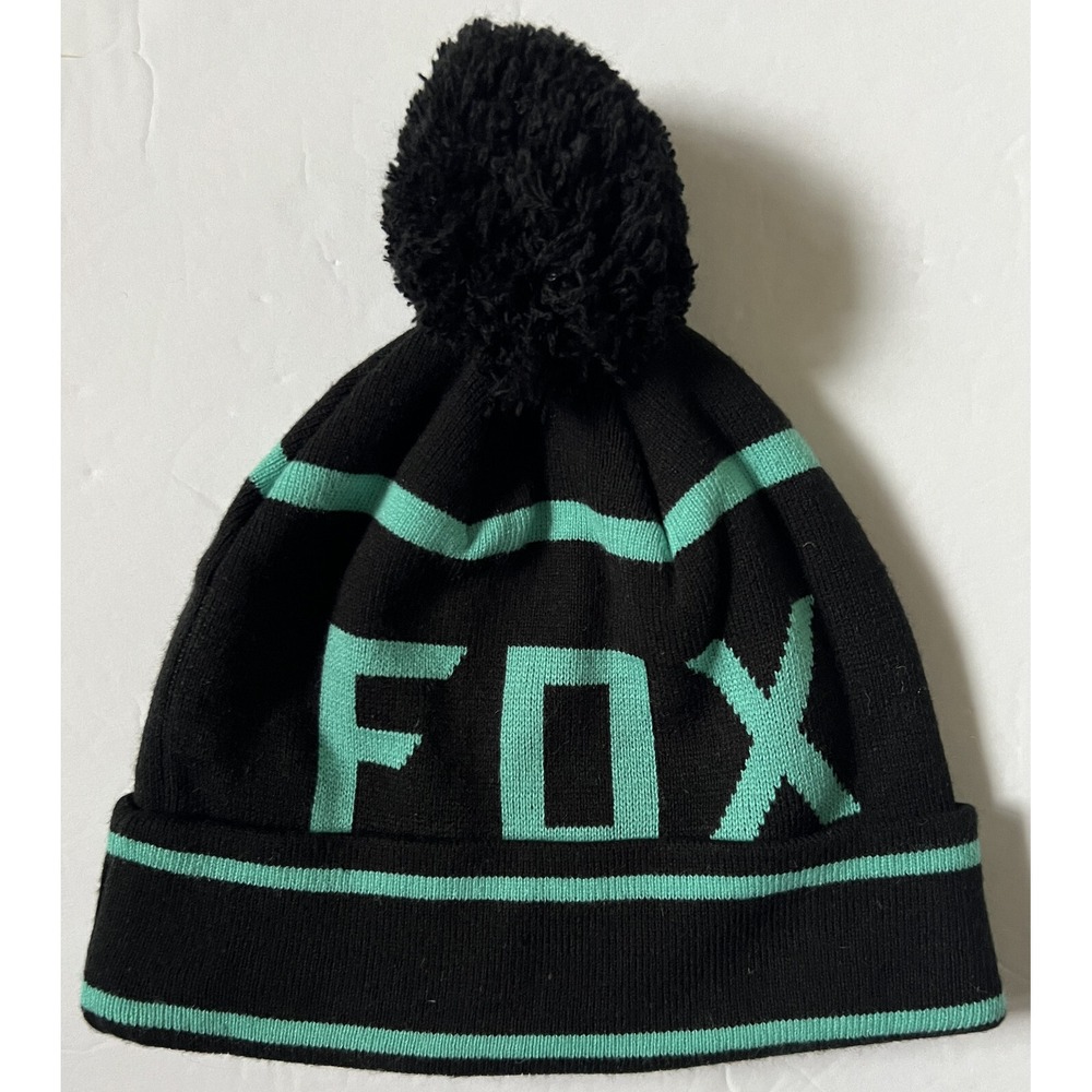 FOX RACING - Women's Black & Teal Beanie Winter Hat - One Size Fits Most